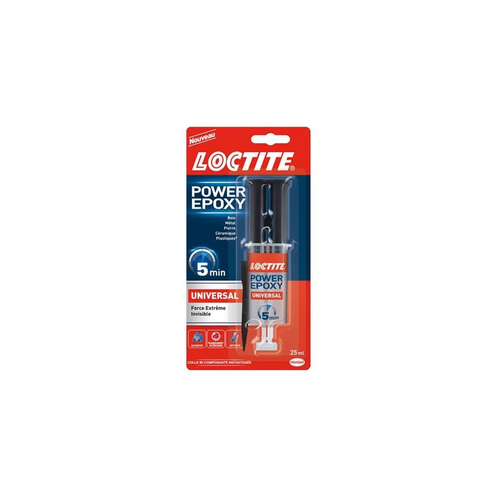Loctite Power Epoxy Rapid 5 Minuten 25 ml Epoxidkleber verstellbar starker starker Kleber mit selbstmischender Spritze, transparenter Epoxidharzkleber