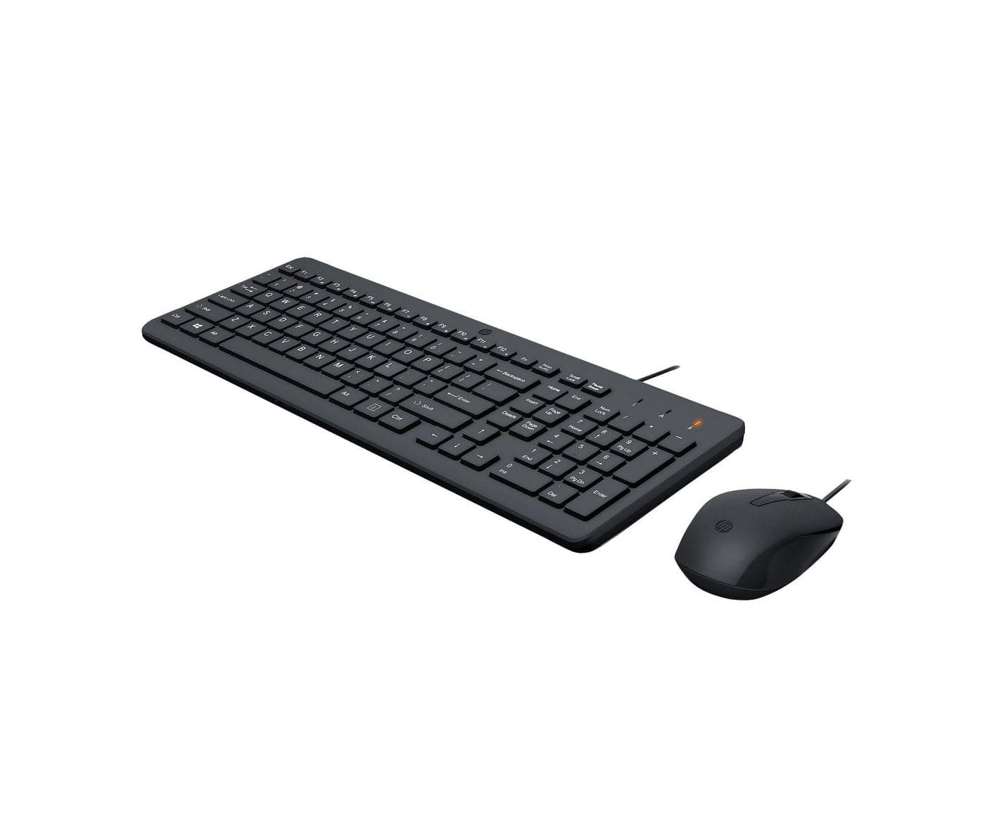 HP 150 Kabelgebundene Maus & Tastatur Set – USB Plug & Play, QWERTY Englisches Layout, Ergonomische Chiclet-Tastatur, Optische Maus 1600 DPI, Leise Tasten, Multimedia-Funktionen – Schwarz