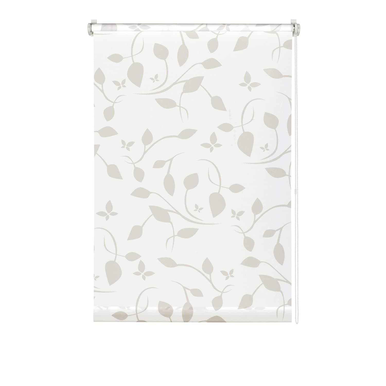 GARDINIA EASYFIX Dekor Scandinavian Rollo ohne Bohren, Zum Kleben oder Klemmen, Blickdicht, Lichtdurchlässig, Weiß/Natur, 100 x 210 cm