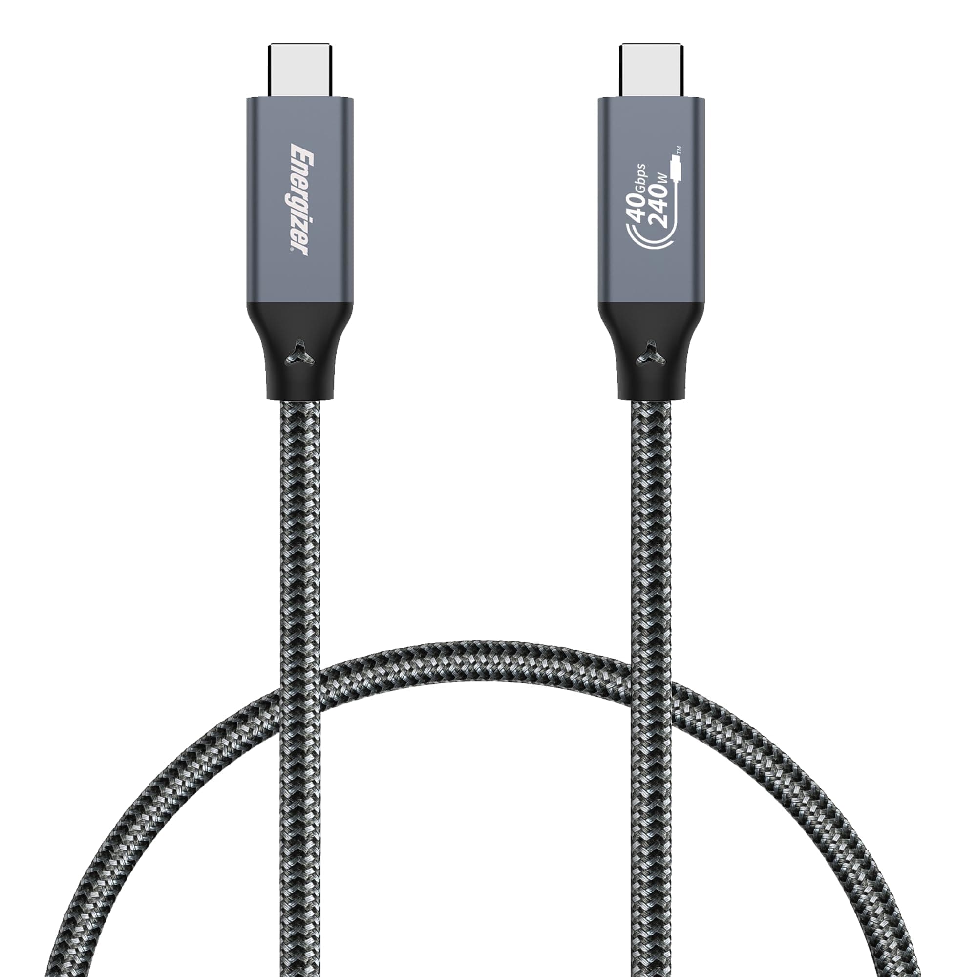 Energizer - USB-C-auf-USB-C-PD-Kabel, Schnellladung, 240 W – Nylon, geflochten, kompatibel mit dem neuen iPhone 15, Serie Samsung S23 (80 cm) – Schwarz/Grau