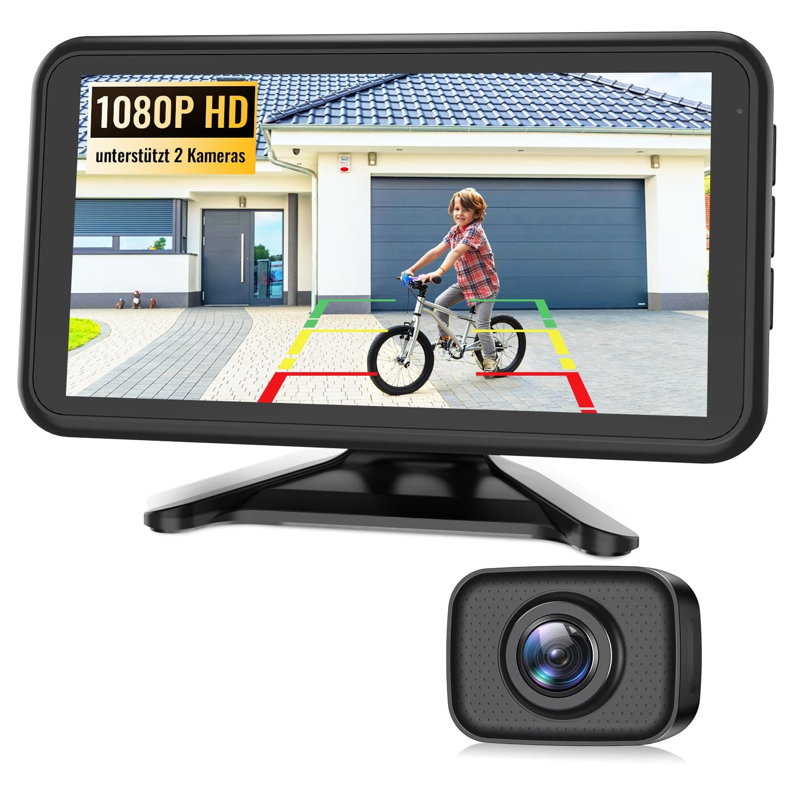 AUTO-VOX W12 Rückfahrkamera Kabellos Auto: 5" LCD 1080P Rückfahrkamera Funk unterstützt 2 Kameras, Rückfahrkameras Nachrüsten mit Stabilem Signal, IP69K Wasserdichter,Nachtsicht für AUTO LKW Wohnmobil