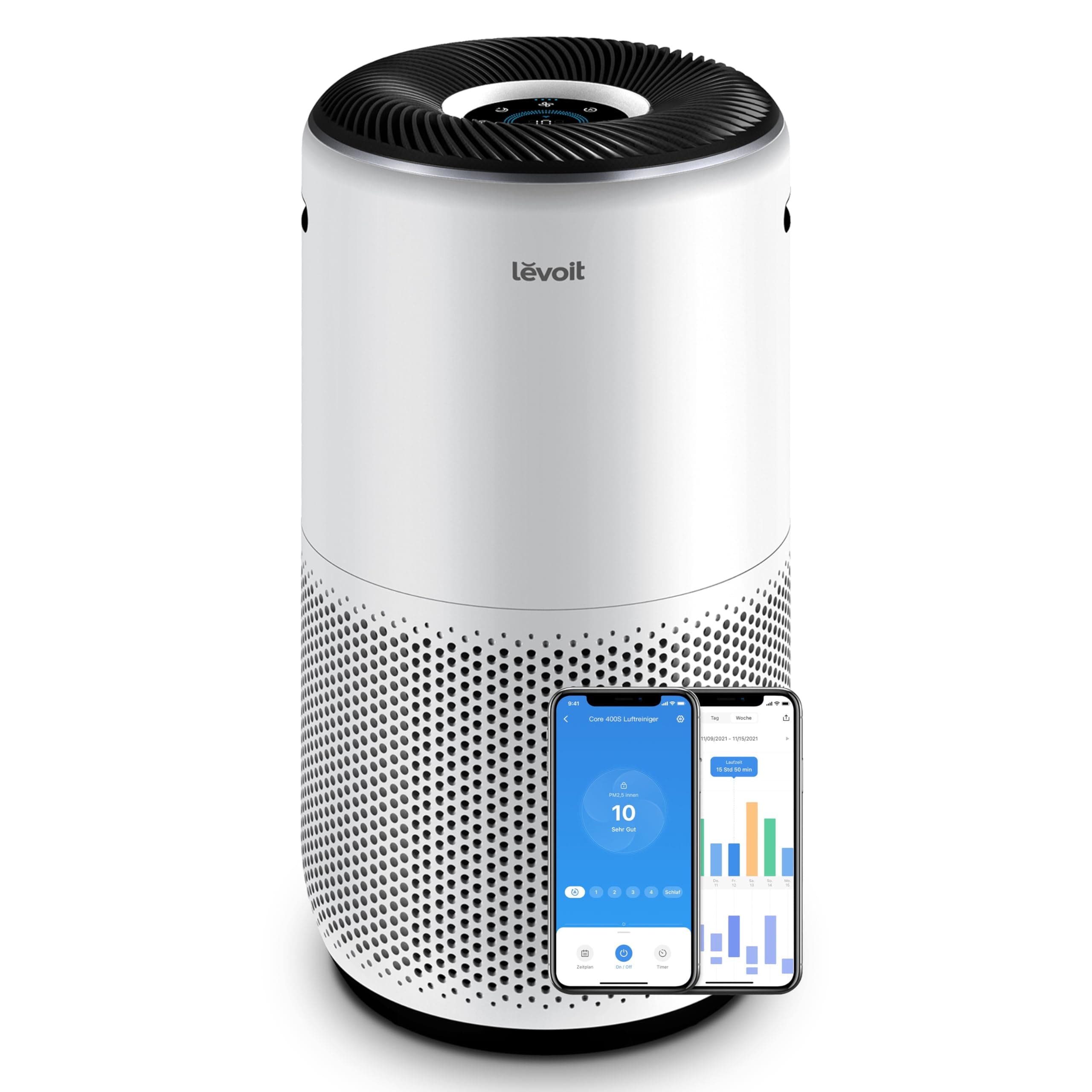 LEVOIT HEPA Luftreiniger für Allergiker, CADR 400m³/h bis 83㎡ Raucherzimmer Wohnung, Luftfilter gegen 99,97% von Schimmel Staub Gerüche, PM2,5 Luftqualitätsanzeige, Automodus, App Alexa Steuerung