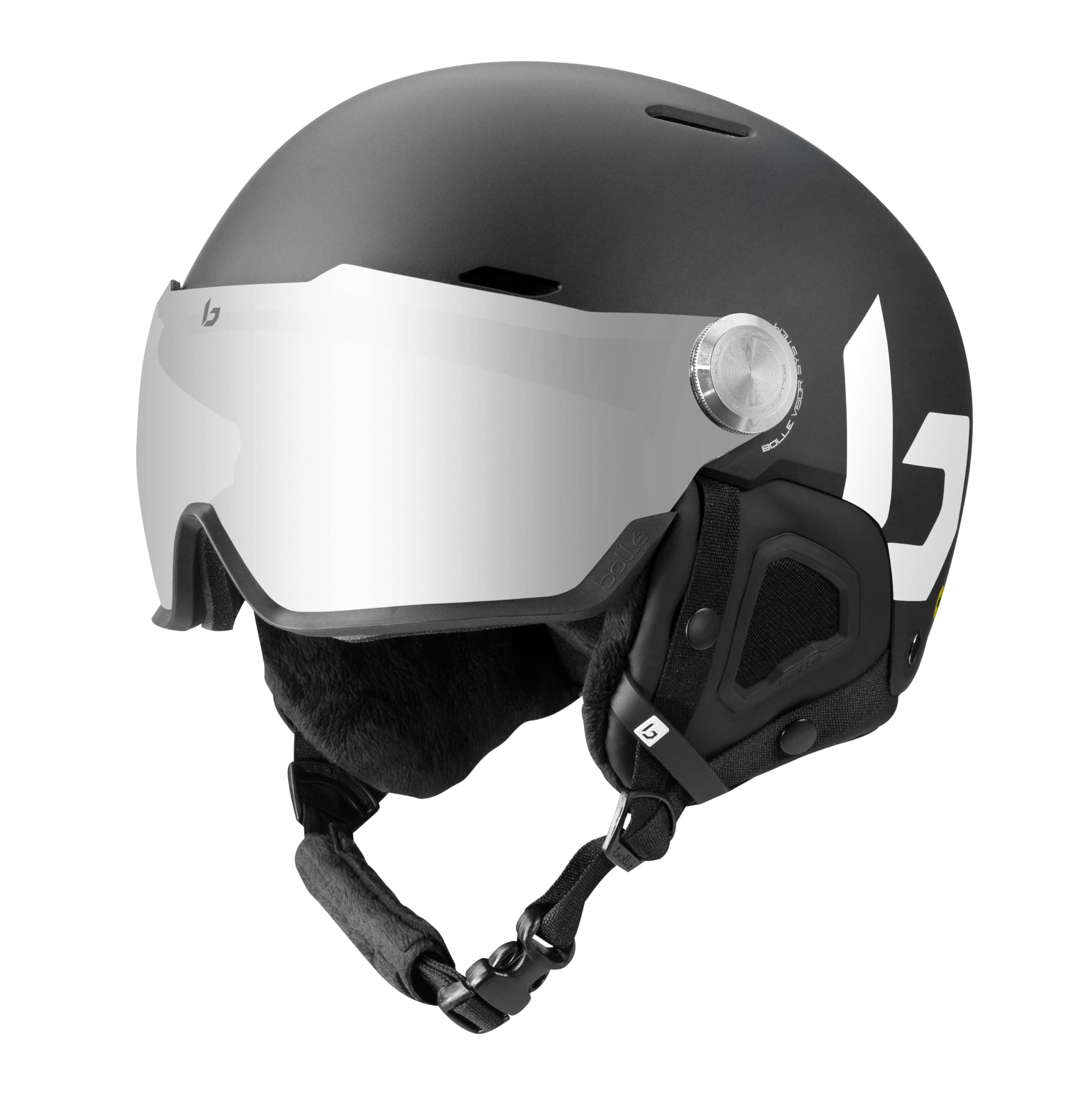 Bolle Might Visor | Ski-Helm mit integrierter Visier | Hochfeste ABS-Schutzkappe | Optimale Belüftung | Abnehmbare Ohrpolster | Anti-Beschlag- und Kratzschutz