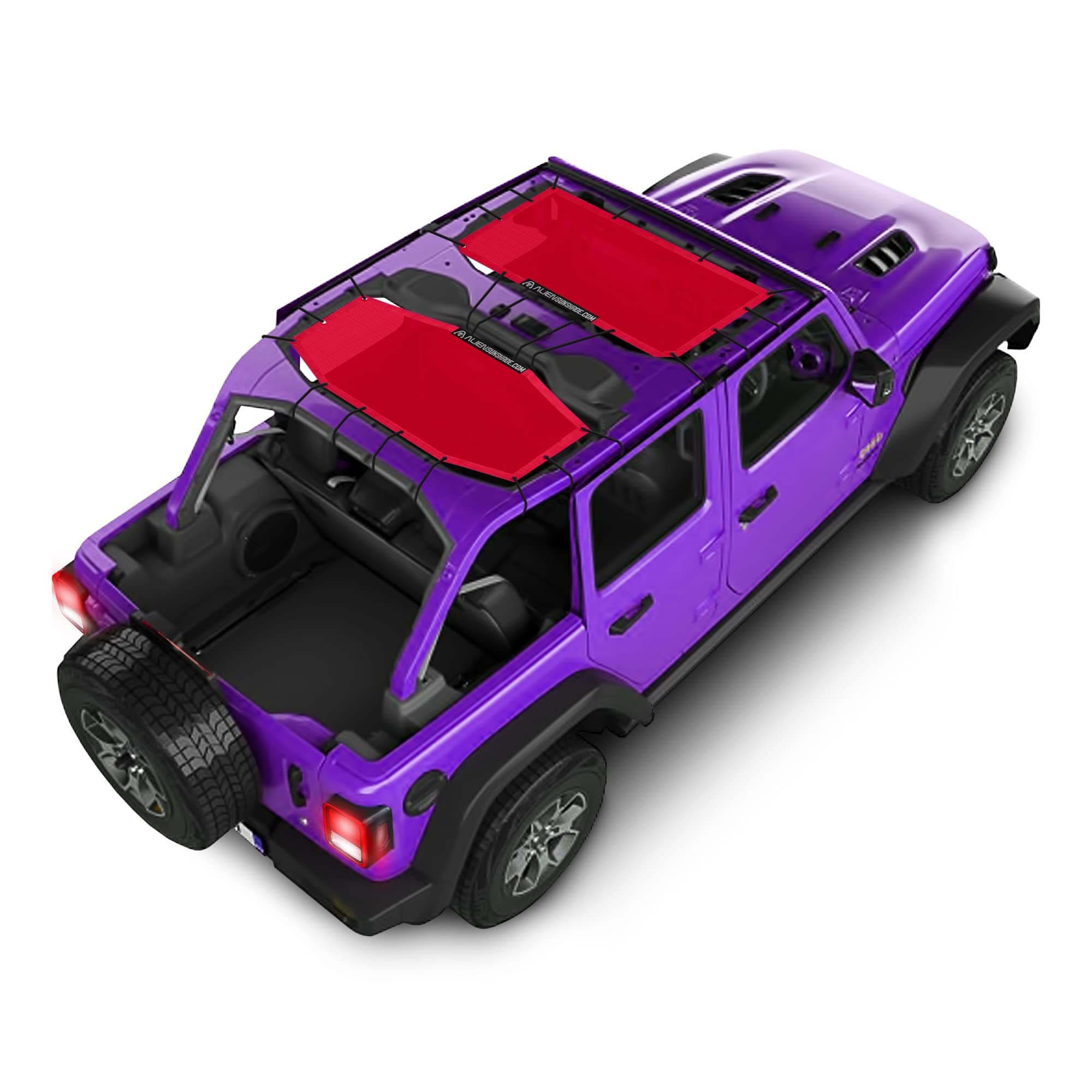 Alien Sunshade Jeep Wrangler JLU Rot (2018–2023) vorne und hinten, Mesh-Sonnenschutz für JL Unlimited, blockiert UV-Strahlen, Wind, Lärm, Bikini-Jlkini-Top für Sport, Sport S, Sahara, Rubicon