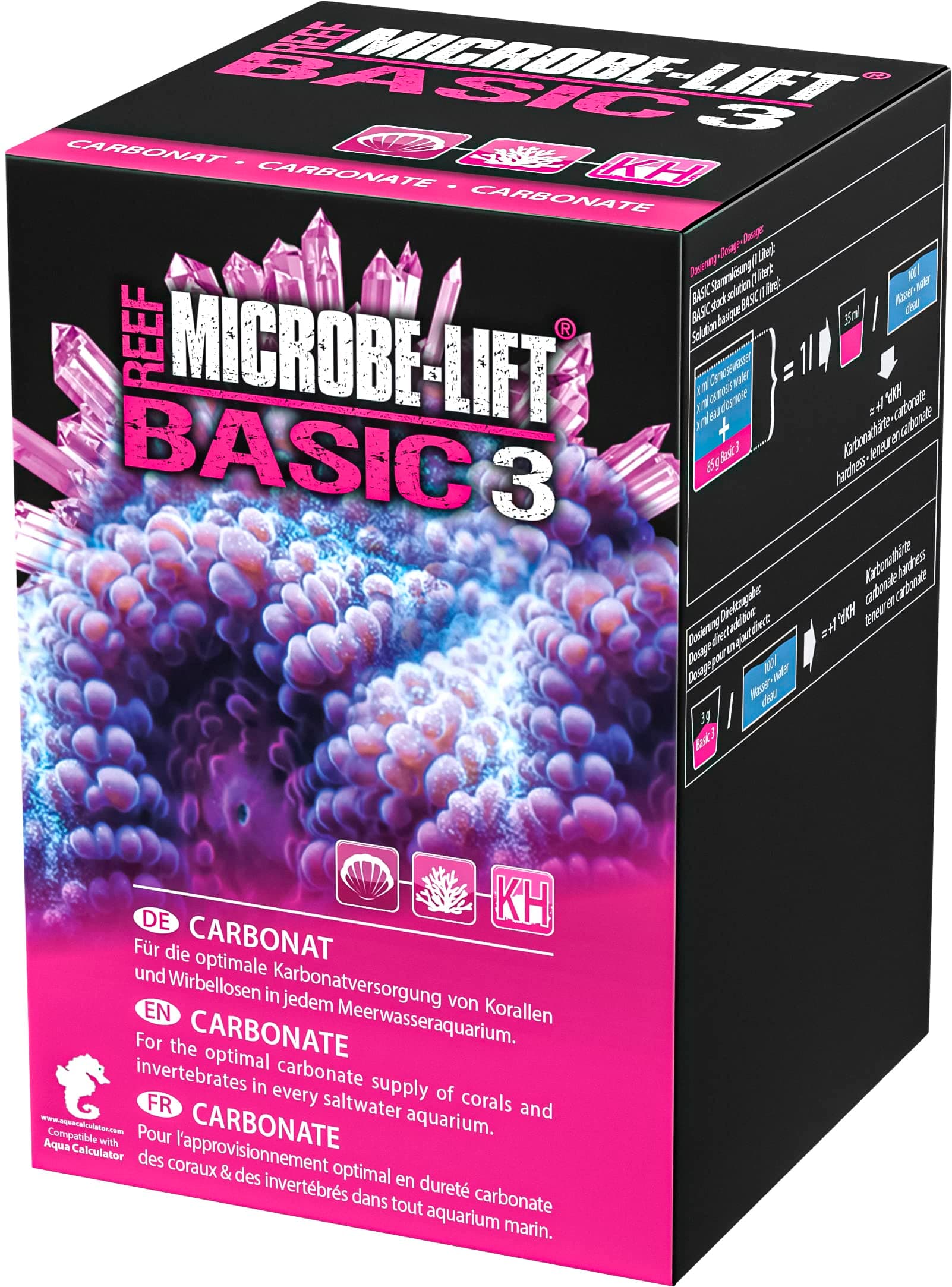 MICROBE-LIFT Basic 3 Carbonate - hochreines Carbonat (KH) für jedes Meerwasser Aquarium, sehr ergiebig, 2000g